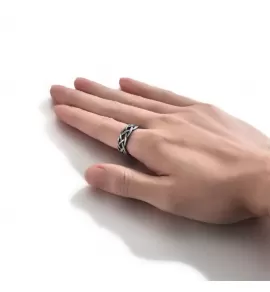 Кольцо цепь плетеное в виде косички из ювелирной стали TATIC RSS-8202