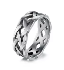 Кольцо цепь плетеное в виде косички из ювелирной стали TATIC RSS-8202