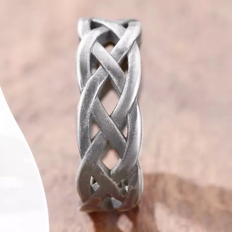 Кольцо цепь плетеное в виде косички из ювелирной стали TATIC RSS-8202