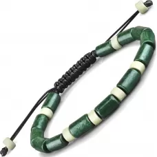 Плетеный браслет в стиле Шамбала Everiot Select LNS-2059 из зеленых керамических бусин