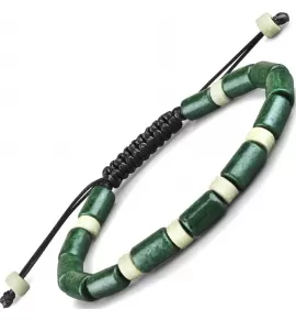 Плетеный браслет в стиле Шамбала Everiot Select LNS-2059 из зеленых керамических бусин