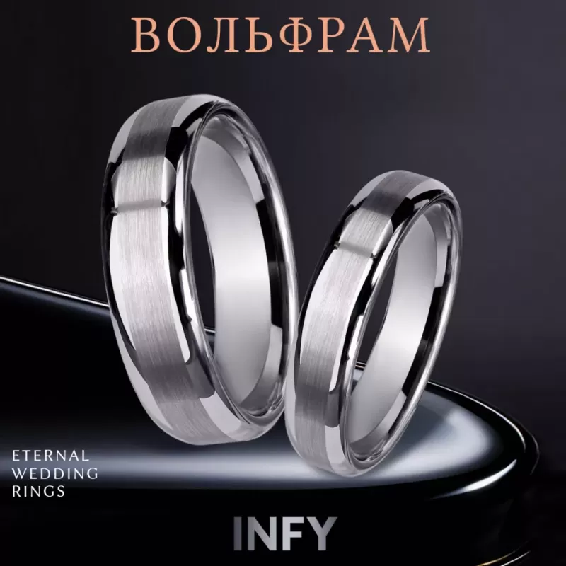 Кольцо INFY R-TU02 из карбида вольфрама с матовой полоской