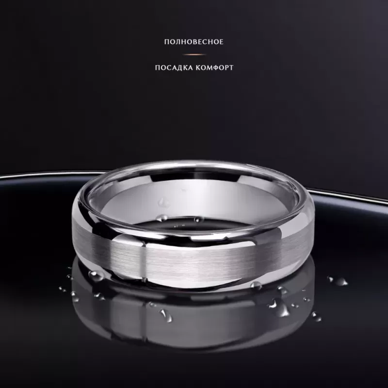 Кольцо INFY R-TU02 из карбида вольфрама с матовой полоской