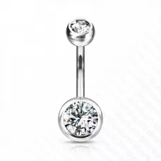 Пирсинг пупка банан из титана Pirslab T23N04-C без покрытия с фианитами