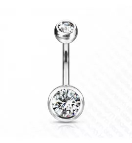 Пирсинг пупка банан из титана Pirslab T23N04-C без покрытия с фианитами