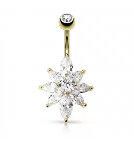 Серьга банан для пирсинга пупка PiercedFish N15368-GDC в форме цветка