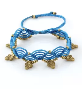 Браслет анклет на ногу Indigo ING-1506 макраме голубой