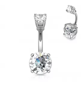 Серьга для пирсинга пупка PiercedFish из медицинской стали с фианитами NAL15372