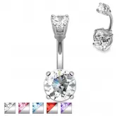 Серьга для пирсинга пупка PiercedFish из медицинской стали с фианитами NAL15372
