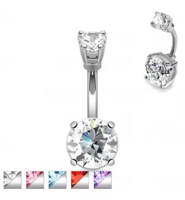 Серьга для пирсинга пупка PiercedFish из медицинской стали с фианитами NAL15372