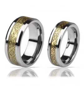 Кольцо из карбида вольфрама Lonti RTG-0033 с орнаментом "Кельтский дракон"