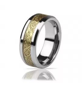 Кольцо из карбида вольфрама Lonti RTG-0033 с орнаментом "Кельтский дракон"