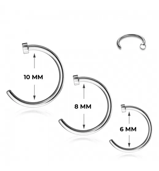 Набор серьги 3 шт. из стали для пирсинга носа PiercedFish SET-NOCP-3D, диаметром 6, 8 и 10 мм