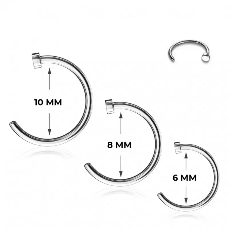 Набор серьги 3 шт. из стали для пирсинга носа PiercedFish SET-NOCP-3D, диаметром 6, 8 и 10 мм