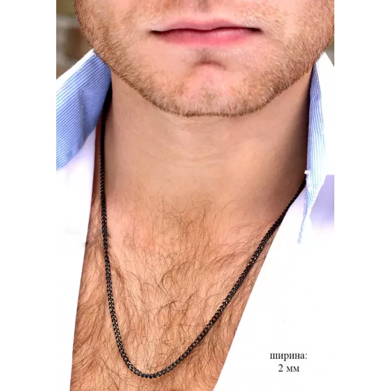 Панцирная цепочка из стали Spikes SSN04 с покрытием черного цвета