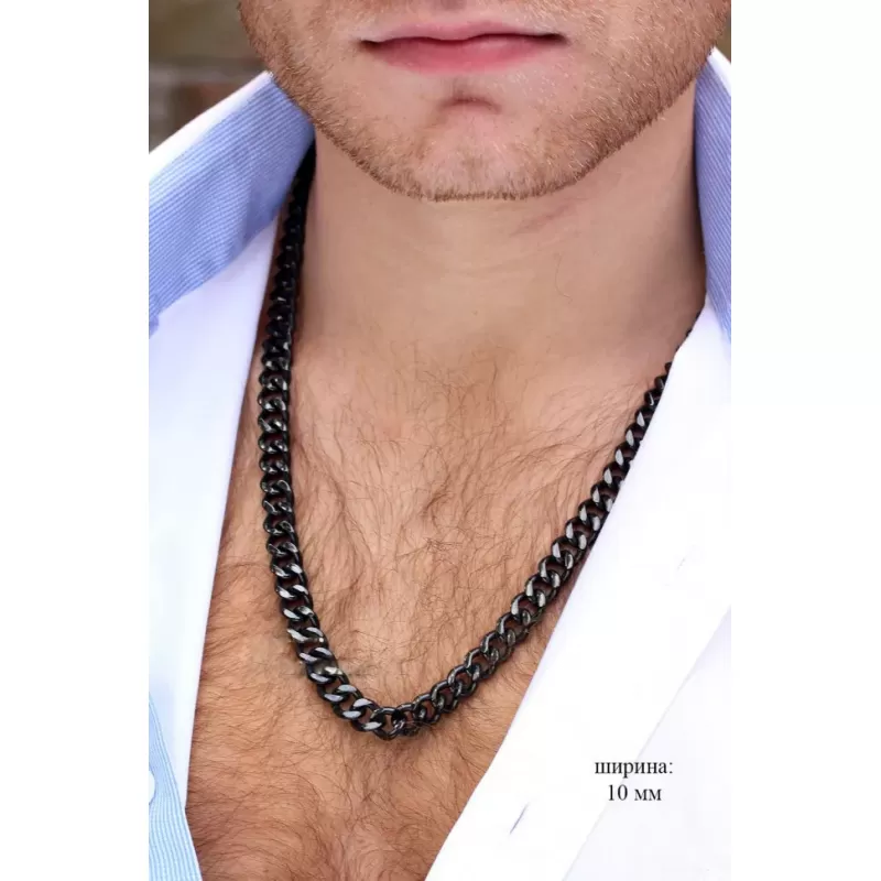 Панцирная цепочка из стали Spikes SSN04 с покрытием черного цвета