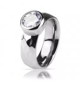 Кольцо для помолвки из стали INORI INR97D с фианитом