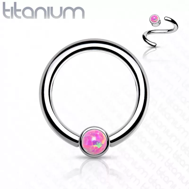 Кольцо из титана со съемным шариком Pirslab T23R05-OP22 серьга для септума, хряща уха, брови, носа, губ, пирсинга смайл