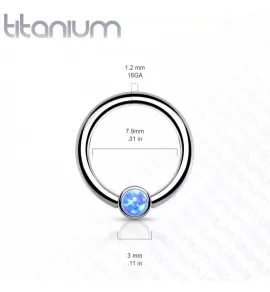 Кольцо из титана со съемным шариком Pirslab T23R05-OP22 серьга для септума, хряща уха, брови, носа, губ, пирсинга смайл