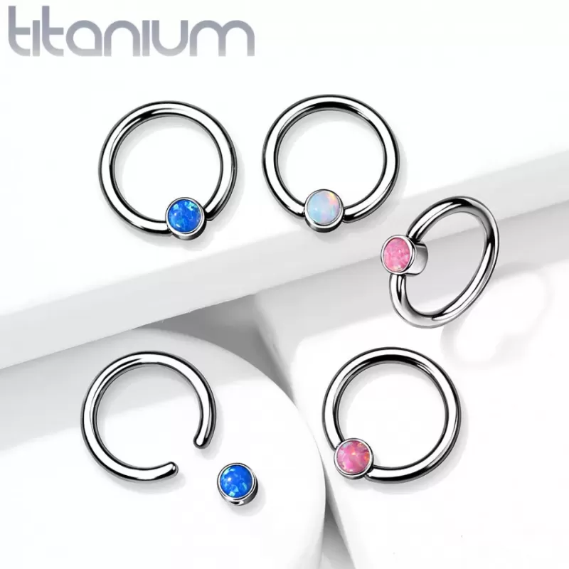 Кольцо из титана со съемным шариком Pirslab T23R05-OP22 серьга для септума, хряща уха, брови, носа, губ, пирсинга смайл