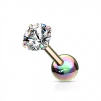 Серьга микроштанга PiercedFish JA05-WC для пирсинга уха из стали с круглым фианитом