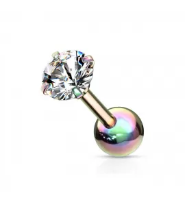 Серьга микроштанга PiercedFish JA05-WC для пирсинга уха из стали с круглым фианитом