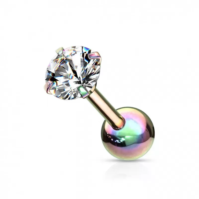 Серьга микроштанга PiercedFish JA05-WC для пирсинга уха из стали с круглым фианитом
