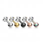 Серьга микроштанга PiercedFish JA05-WC для пирсинга уха из стали с круглым фианитом