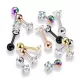 Серьга микроштанга PiercedFish JA05-WC для пирсинга уха из стали с круглым фианитом
