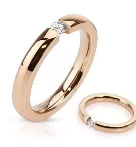 Кольцо для помолвки из стали Spikes R-M3098 с фианитом