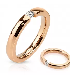 Кольцо для помолвки из стали Spikes R-M3098 с фианитом