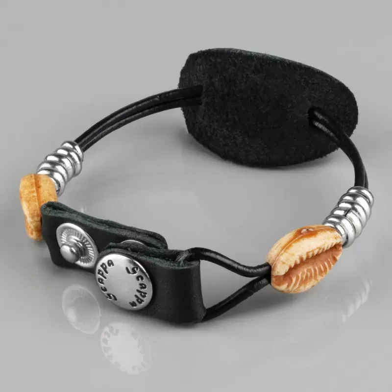 Кожаный браслет Scappa D-308 черный с ракушками