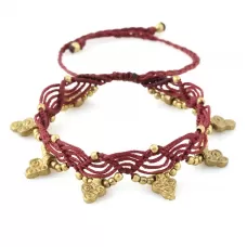 Браслет анклет на ногу Indigo ING-1504 макраме бордо