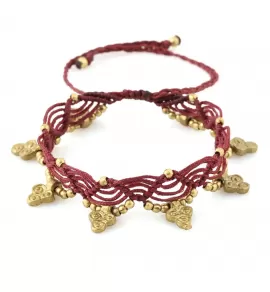 Браслет анклет на ногу Indigo ING-1504 макраме бордо