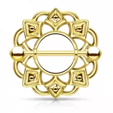 Пирсинг сосков со штангой  PiercedFish K17671-14-GD