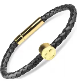 Мужской кожаный браслет со стальным шармом "Самолет"  Everiot Select LNS-5024