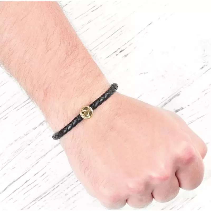 Мужской кожаный браслет со стальным шармом "Самолет"  Everiot Select LNS-5024