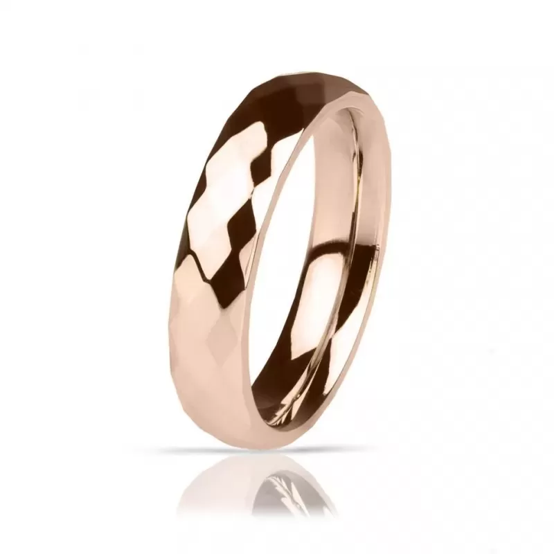 Кольцо из карбида вольфрама INFY RTG-0012 с геометрическими гранями, цвет розового золота