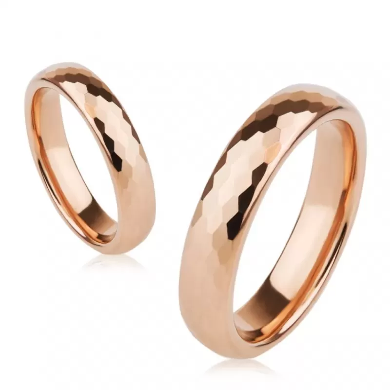 Кольцо из карбида вольфрама INFY RTG-0012 с геометрическими гранями, цвет розового золота