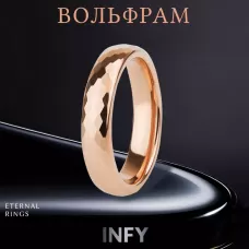 Кольцо из карбида вольфрама INFY RTG-0012 с геометрическими гранями, цвет розового золота