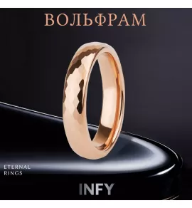 Кольцо из карбида вольфрама INFY RTG-0012 с геометрическими гранями, цвет розового золота