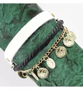 Кожаный женский браслет TATIC SL0150-WH, белый