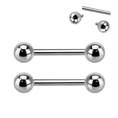 Штанги 2 шт. из титана с внутренней резьбой Pirslab 2xTIB для пирсинга уха, индастриал, в язык, для сосков, брови