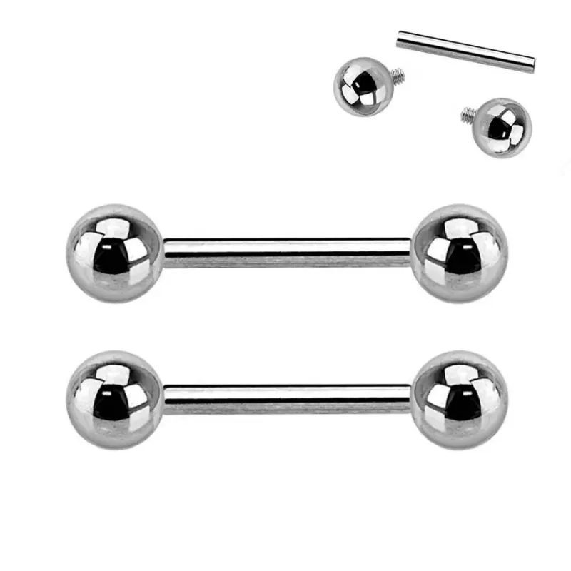 Штанги 2 шт. из титана с внутренней резьбой Pirslab 2xTIB для пирсинга уха, индастриал, в язык, для сосков, брови