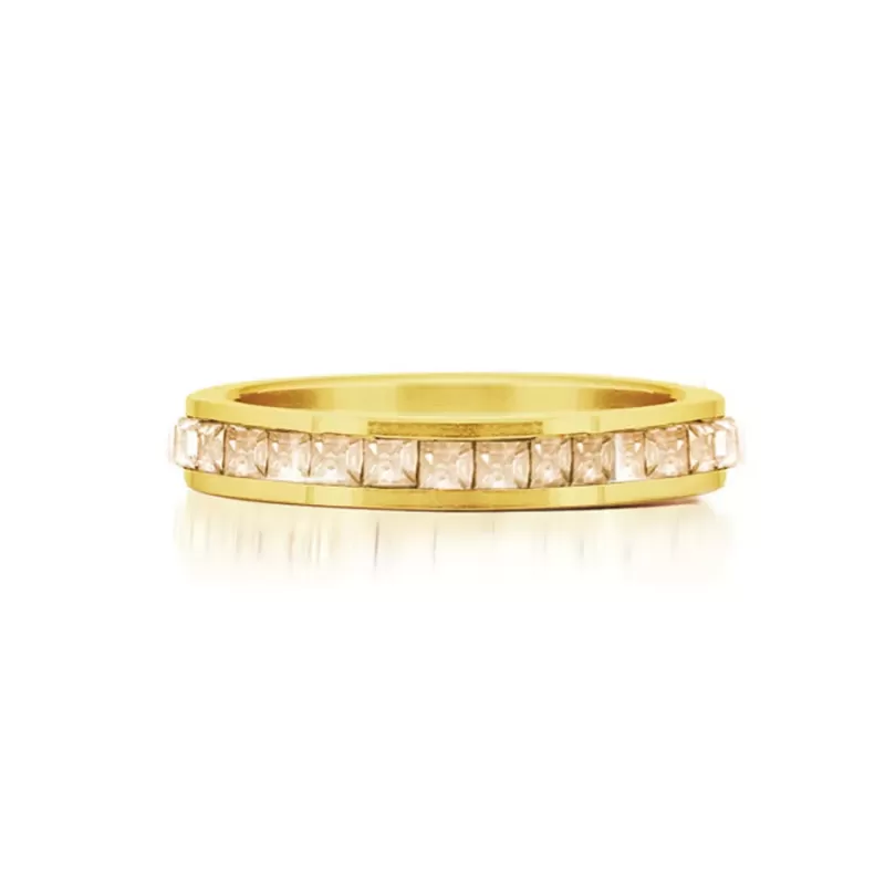 Кольцо из стали INORI INR130E с фианитами