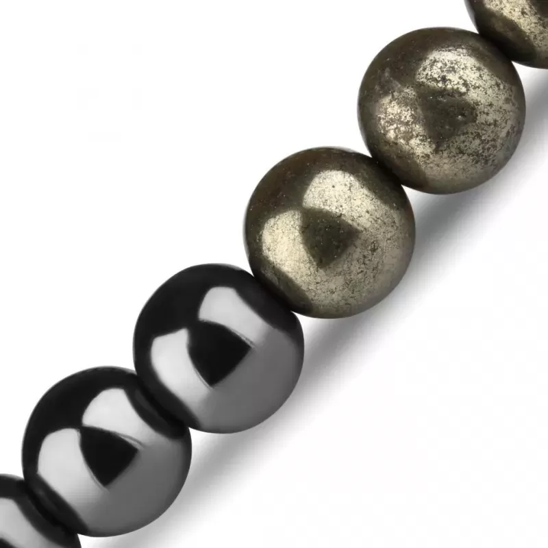 Браслет Шамбала из гематита и пирита с крестом Everiot Select LNS-2173