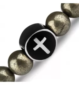 Браслет Шамбала из гематита и пирита с крестом Everiot Select LNS-2173