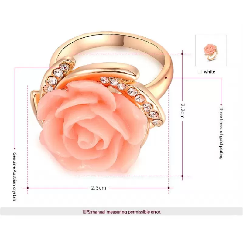 Кольцо ROZI RG-56350B с бутоном розы