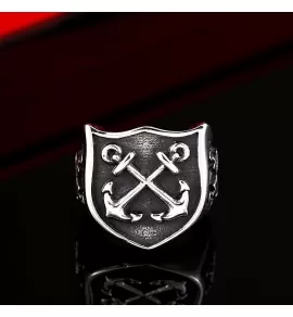 Мужской перстень из стали в форме герба Everiot SR-BR-324 с морскими якорями