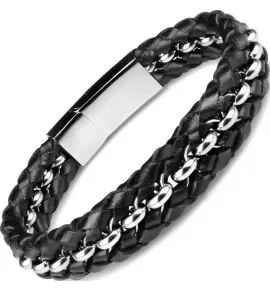 Кожаный браслет мужской Everiot BC-MJ-1525 с цепочкой